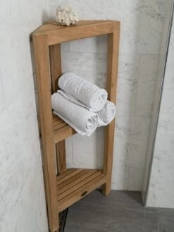 Fiji 36 Inch Teak Corner Shelf 3 Tiers