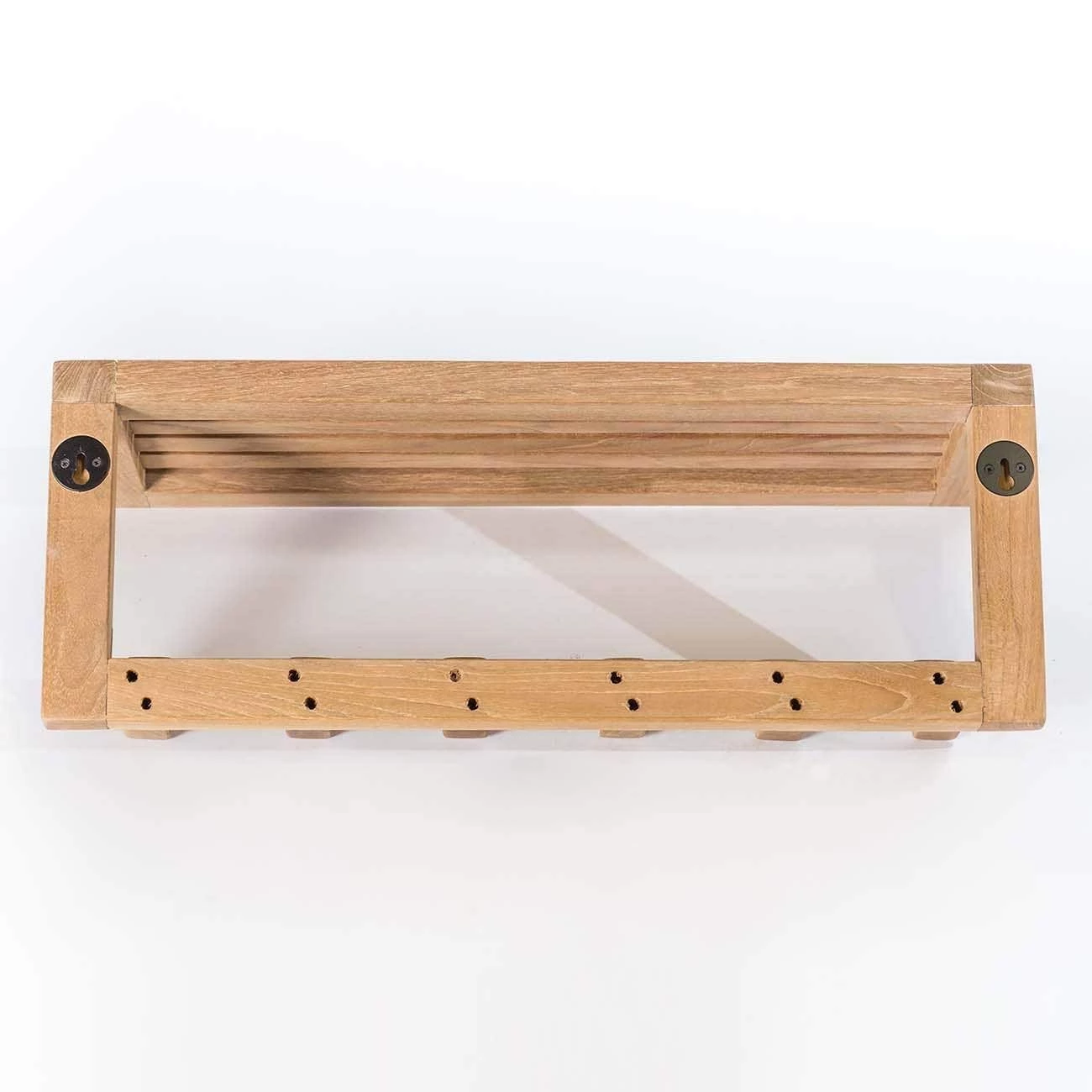 Teak Wall Shelf With 6 Hooks - Image 2