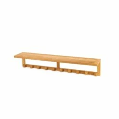Teak Wall Shelf With 10 Hooks