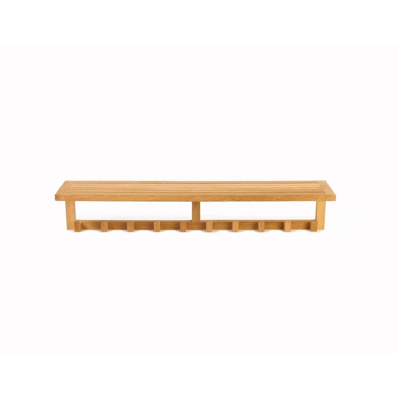 Teak Wall Shelf With 10 Hooks - Image 2
