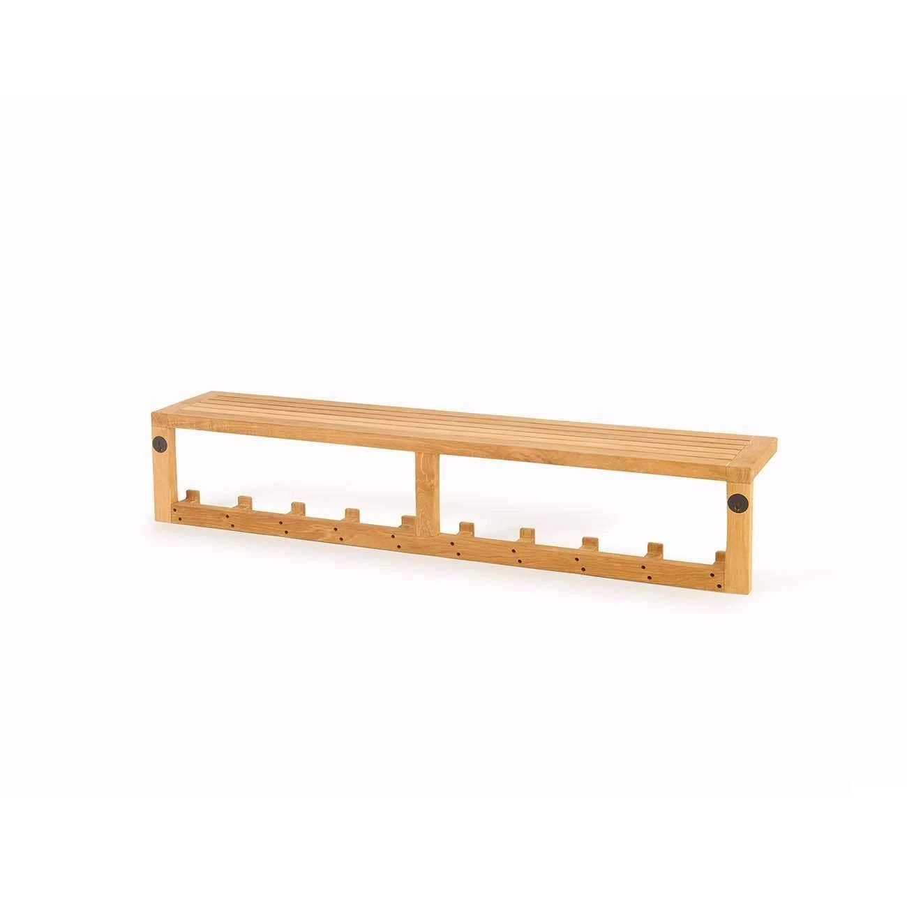 Teak Wall Shelf With 10 Hooks - Image 3