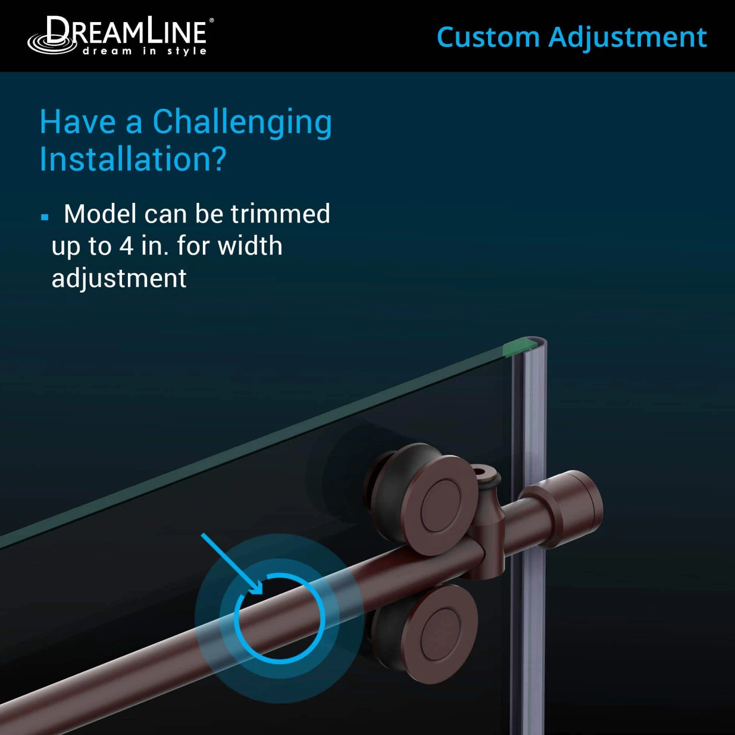 DreamLine Enigma-XO 32-1/2 Inch D X 44-3/8 - 48-3/8 Inch W X 76 Inch H Frameless Sliding Shower Enclosure - Image 5