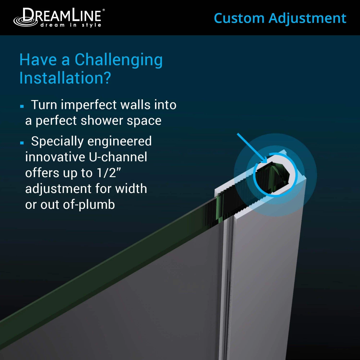 DreamLine Unidoor Plus 46 In. W X 30 3/8 In. D X 72 In. H Frameless Hinged Shower Enclosure - Image 7