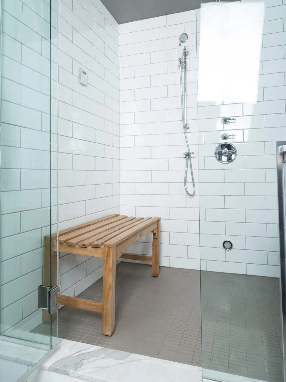 Curved 47 Inch Teak Shower Bench - Image 3