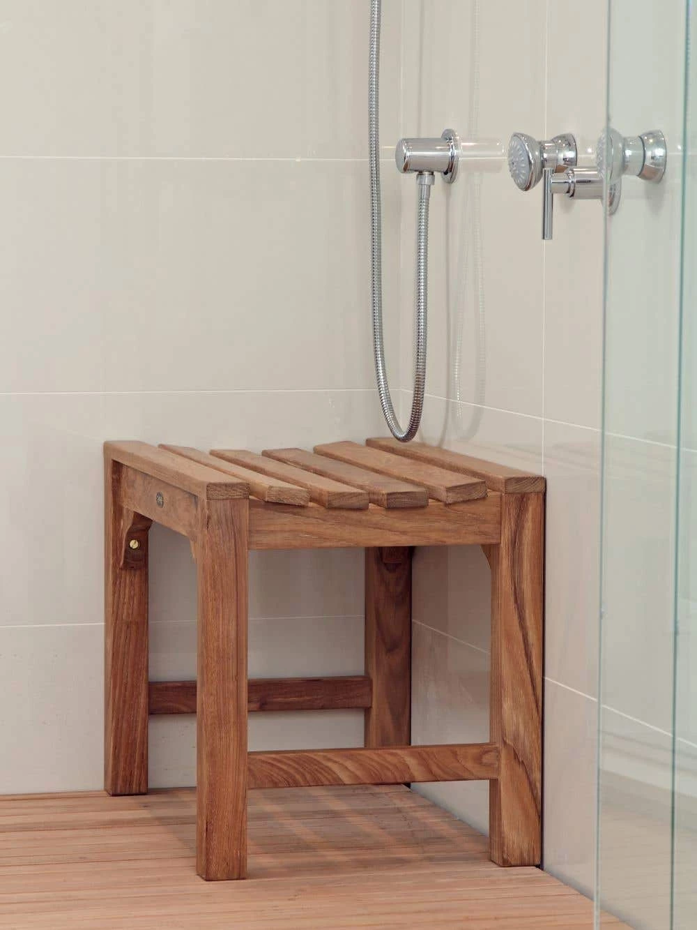 Curved 24 Inch Teak Shower Bench - Image 2