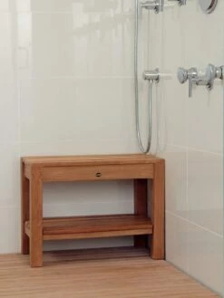 Coach 24 Inch Teak Shower Bench With Shelf