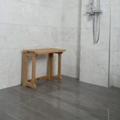 Folding 20 Inch Teak Shower Bench With Gate Leg