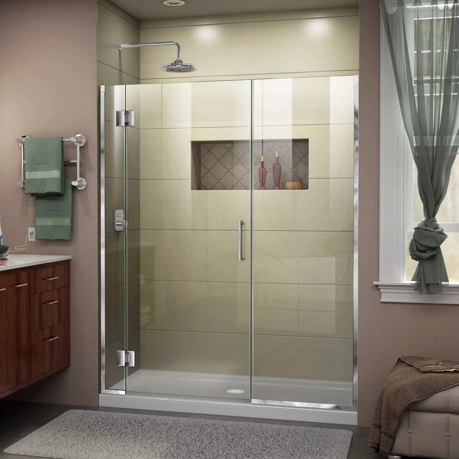 DreamLine Unidoor-X 55 1/2-56 In. W X 72 In. H Frameless Hinged Shower Door