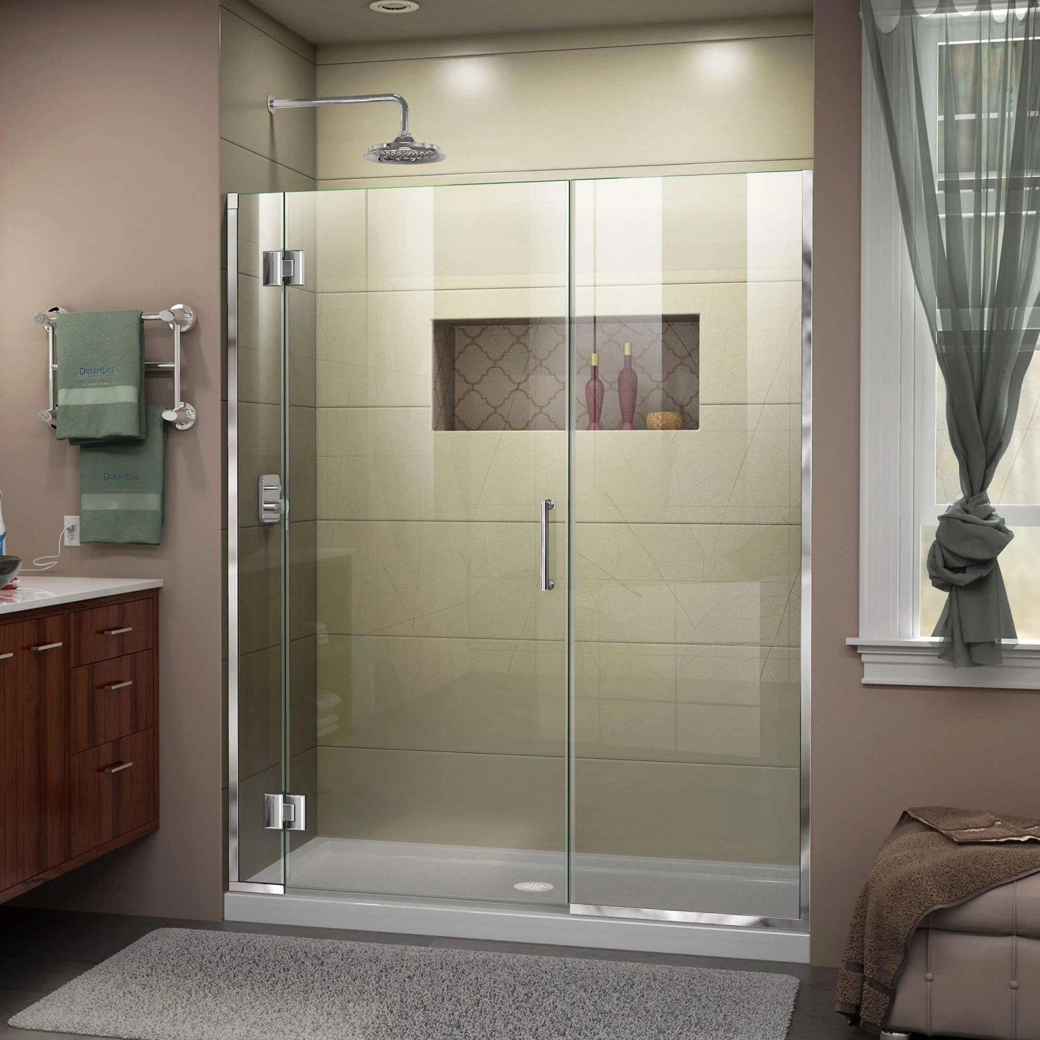 DreamLine Unidoor-X 55-55 1/2 In. W X 72 In. H Frameless Hinged Shower Door