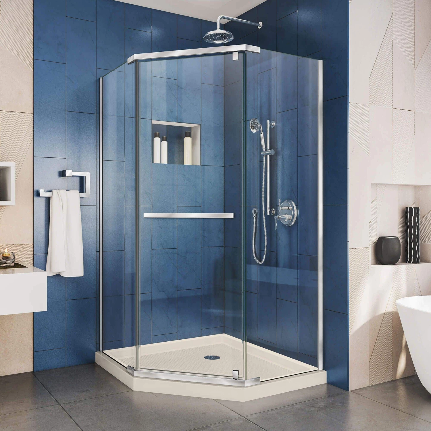 DreamLine Prism 36 Inch X 74-3/4 Inch Frameless Neo Angle Pivot Shower Enclosure - Image 3