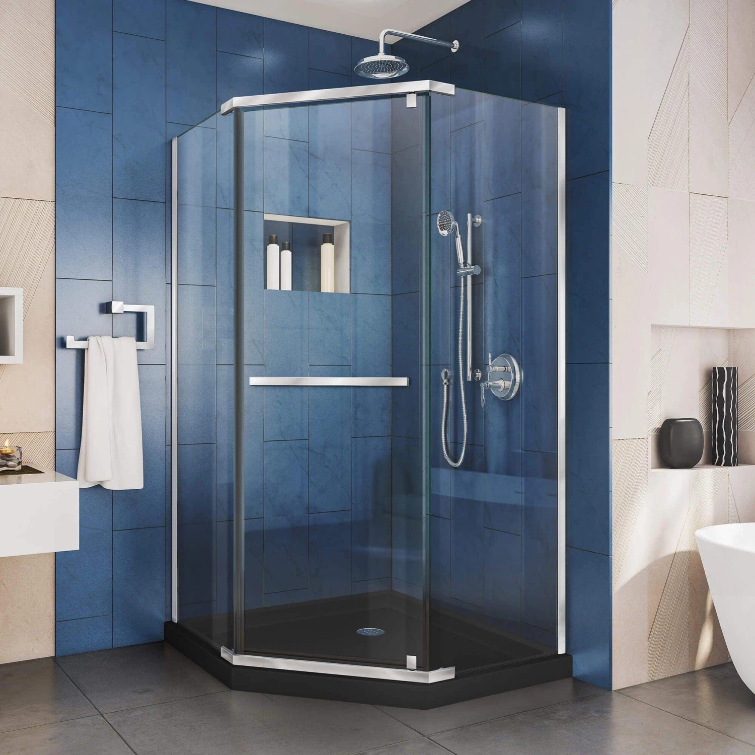 DreamLine Prism 36 Inch X 74-3/4 Inch Frameless Neo Angle Pivot Shower Enclosure - Image 4