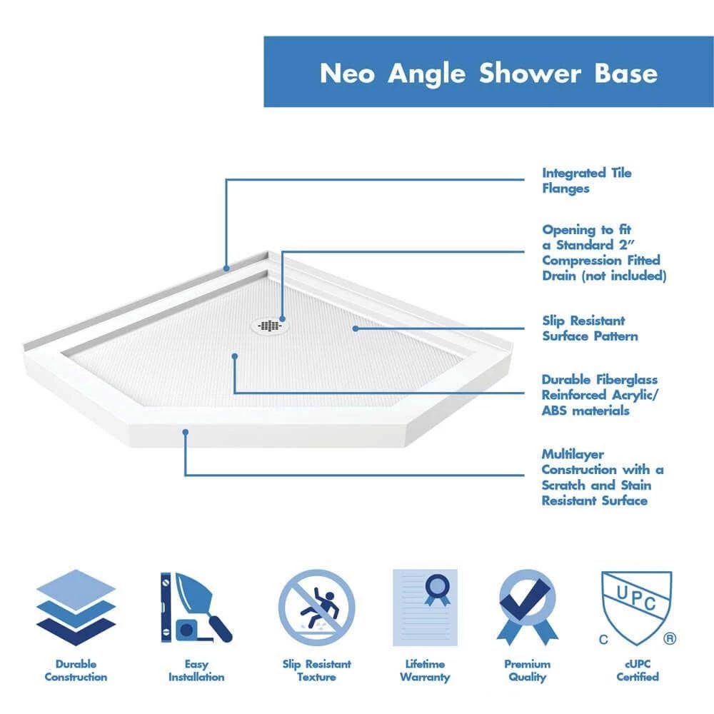 DreamLine Prism 36 Inch X 74-3/4 Inch Frameless Neo Angle Pivot Shower Enclosure - Image 10