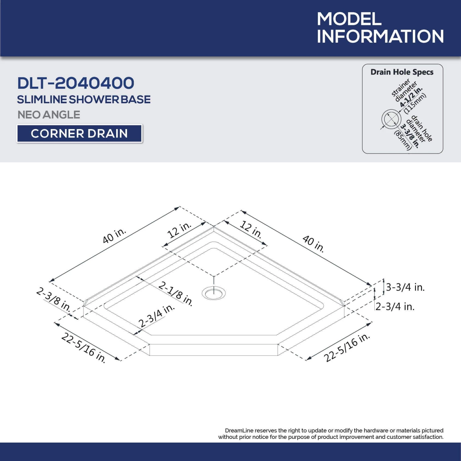 DreamLine Prism Lux 40 Inch X 74-3/4 Inch Fully Frameless Neo-Angle Shower Enclosure With Corner Drain Shower Base - Image 12