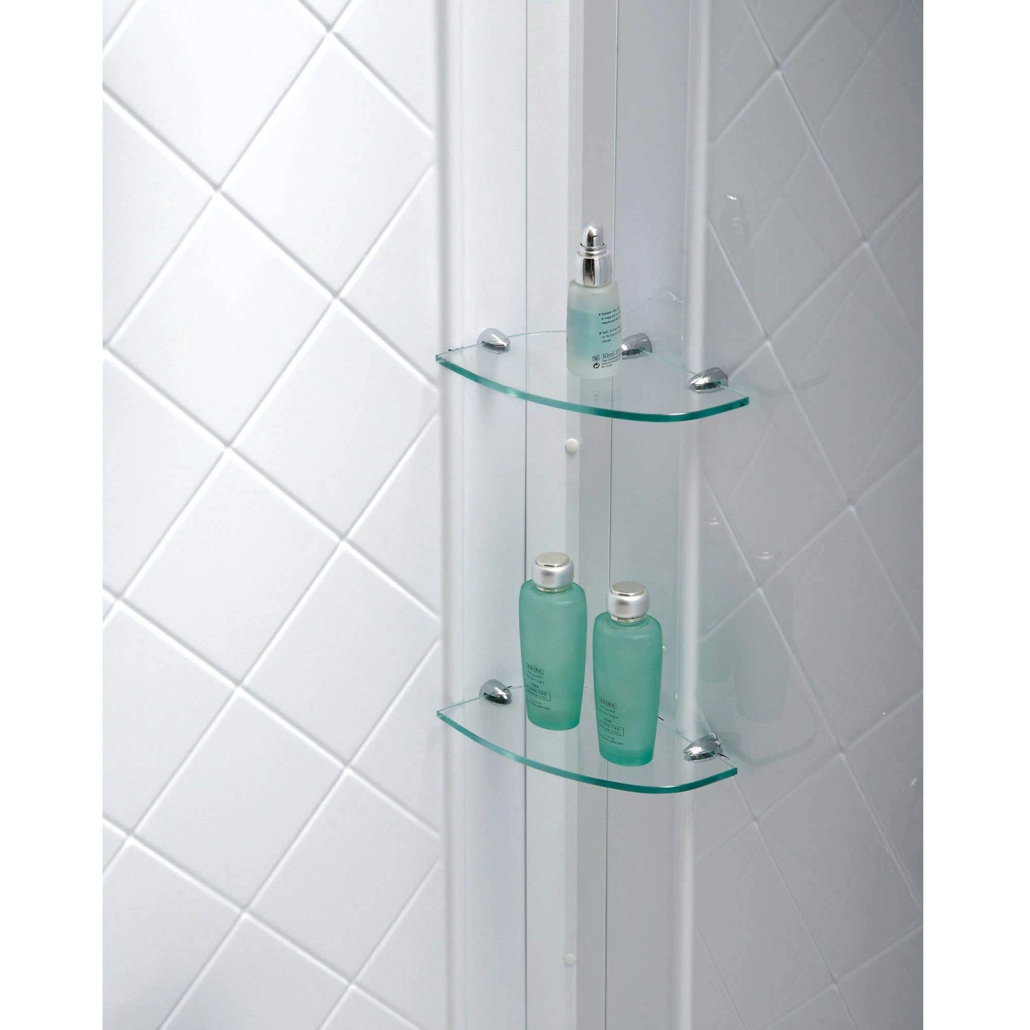 DreamLine 32 Inch D X 48 Inch W X 76-3/4 Inch H Center Drain Acrylic Shower Base And QWALL 5 Backwall Kit In White - Image 3
