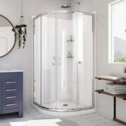 DreamLine Prime 36 Inch X 76-3/4 Inch Semi Frameless Clear Glass Sliding Shower Enclosure