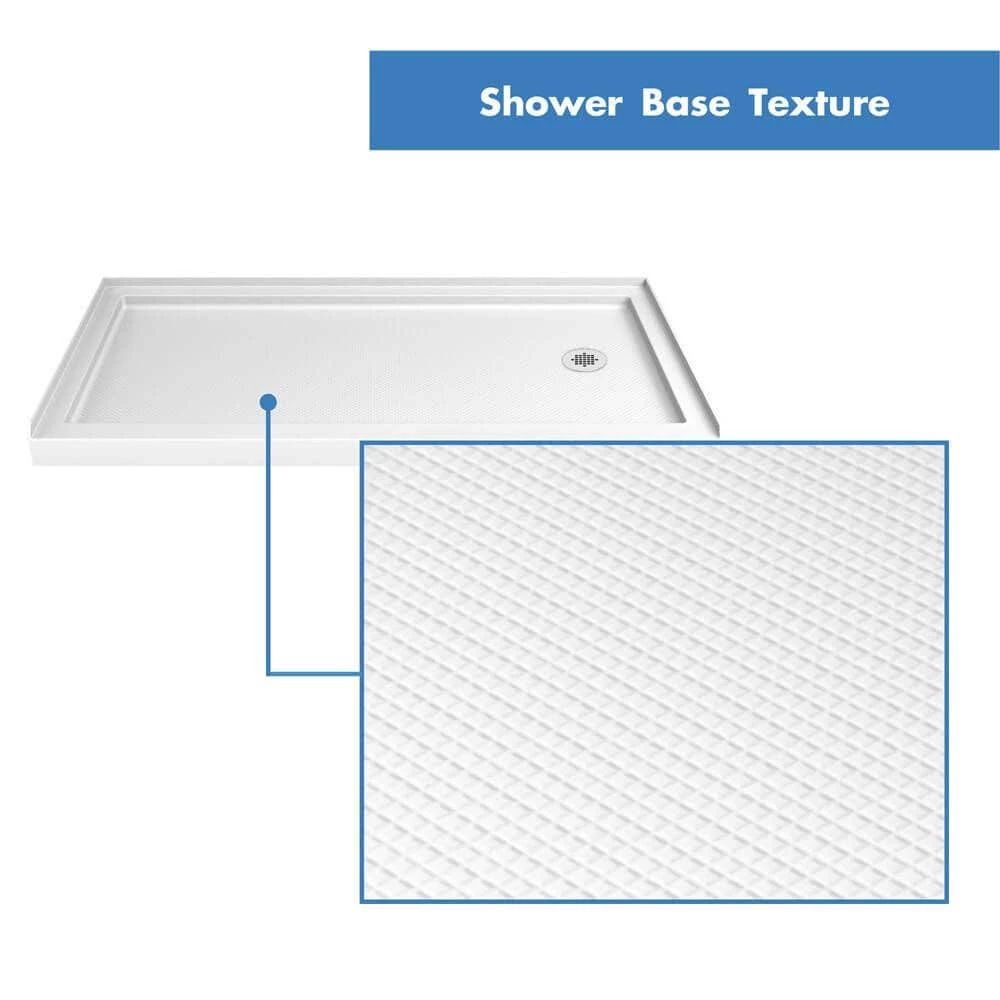 DreamLine Flex 30 Inch D X 60 Inch W X 76-3/4 Inch H Semi-Frameless Shower Door With Center Drain Shower Base And Back Wall - Image 13
