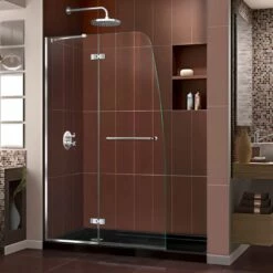 DreamLine Aqua Ultra 30 Inch D X 60 Inch W X 74-3/4 Inch H Frameless Shower Door With Shower Base