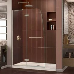 DreamLine Aqua Ultra 32 Inch D X 60 Inch W X 74-3/4 Inch H Frameless Shower Door With Shower Base
