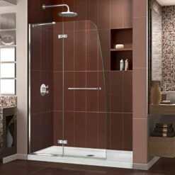 DreamLine Aqua Ultra 36 Inch D X 60 Inch W X 74-3/4 Inch H Frameless Shower Door With Shower Base