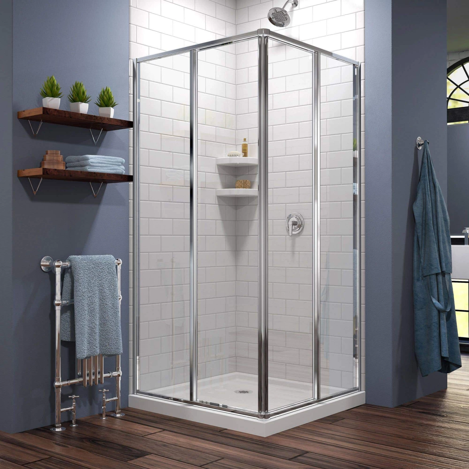 DreamLine Cornerview 42 Inch D X 42 Inch W X 74-3/4 Inch H Framed Sliding Shower Enclosure With Corner Drain Shower Base - Image 20