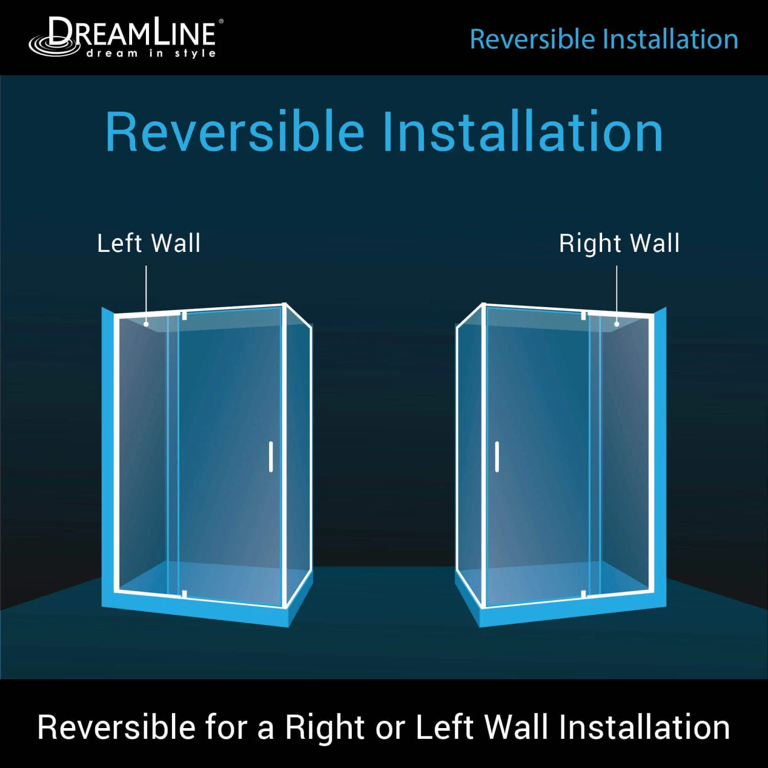 DreamLine Flex 34-1/2 Inch D X 56-60 Inch W X 72 Inch H Semi-Frameless Pivot Shower Enclosure - Image 6