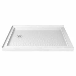 DreamLine SlimLine 34 Inch D X 48 Inch W X 2-3/4 Inch H Left Drain Double Threshold Shower Base