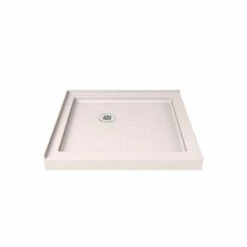 DreamLine SlimLine 36 Inch D X 36 Inch W X 2-3/4 Inch H Corner Drain Double Threshold Shower Base
