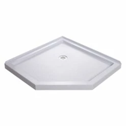 DreamLine SlimLine 42 Inch D X 42 Inch W X 2-3/4 Inch H Corner Drain Neo Angle Shower Base
