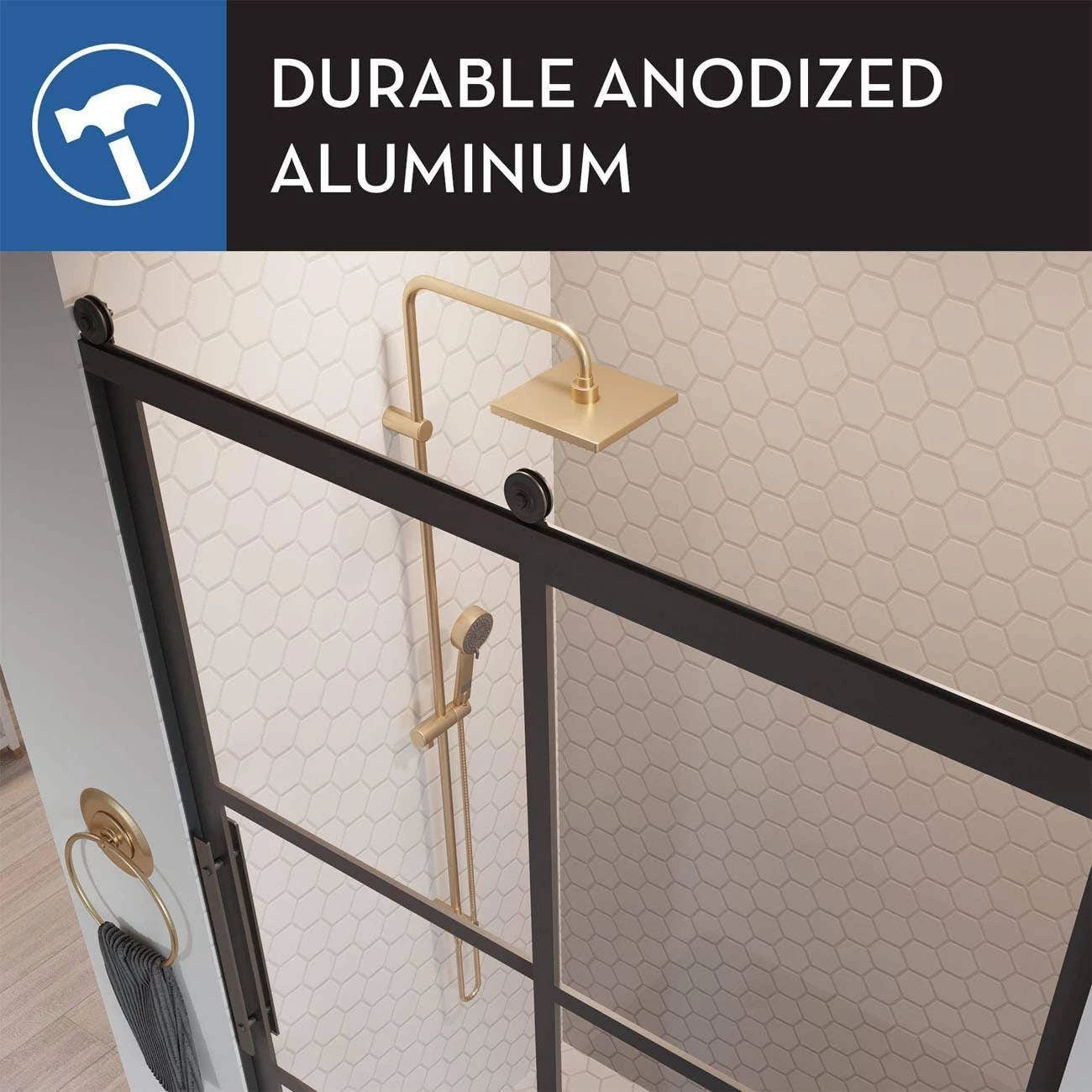 Legend 31-5/8 In. To 32-5/8 In. X 64 In. Framed Hinged Shower Door In Matte Black With Clear Glass - Image 8