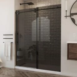 DreamLine Enigma XO 56-60 Inch W X 76 Inch H Frameless Smoke Gray Glass Sliding Shower Door