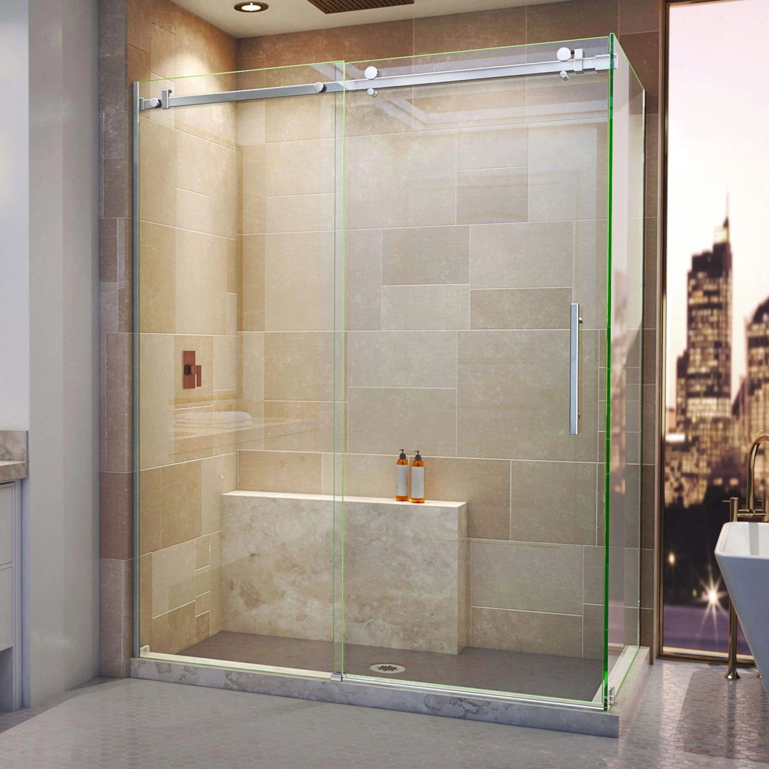 DreamLine Enigma Air 34-3/4 Inch D X 60-3/8 Inch W X 76 Inch H Frameless Sliding Shower Enclosure - Image 4