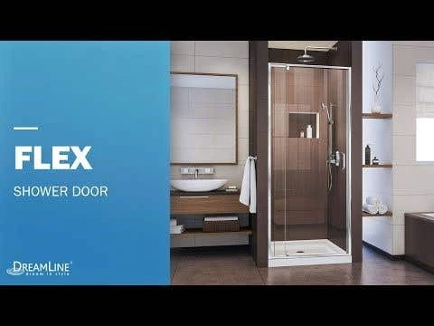 DreamLine Flex 32 Inch D X 32 Inch W X 76-3/4 Inch H Semi-Frameless Shower Door With Center Drain Shower Base And Back Wall - Image 2