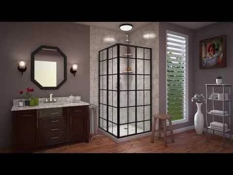 DreamLine French Corner 40-1/2 Inch D X 40-1/2 Inch W X 72 Inch H Framed Sliding Shower Enclosure In Satin Black - Image 3