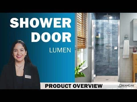 DreamLine Lumen 36 Inch D X 36 Inch W By 74-3/4 Inch H Hinged Shower Door With Center Drain Shower Base - Image 2