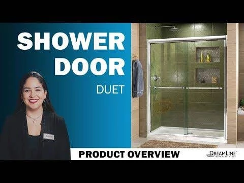 DreamLine Duet 36 Inch D X 60 Inch W X 74-3/4 Inch H Semi-Frameless Bypass Shower Door With Shower Base - Image 10