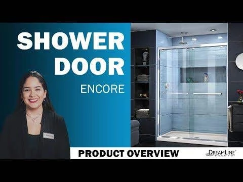 DreamLine Encore 36 Inch D X 60 Inch W X 78-3/4 Inch H Bypass Shower Door With Center Drain Shower Base - Image 17