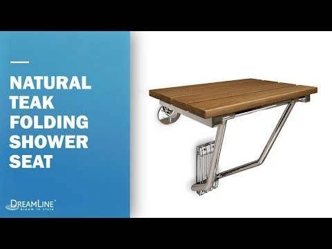 DreamLine Natural Teak Folding Shower Seat. ADA Compliant Shower Seat - Image 2