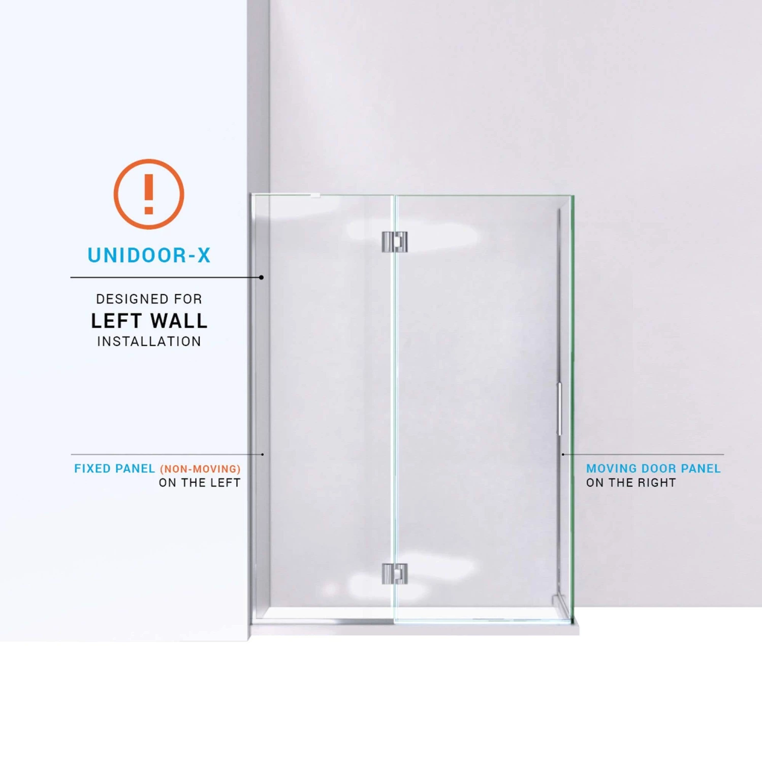 DreamLine Unidoor-X 48-3/8 Inch W X 30 Inch D X 72 Inch H Frameless Hinged Shower Enclosure - Image 6