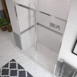 Legend 39-1/2- In. To 41 In. X 69 In. Framed Hinge Swing Shower Door With Inline Panel In Chrome With Clear Glass