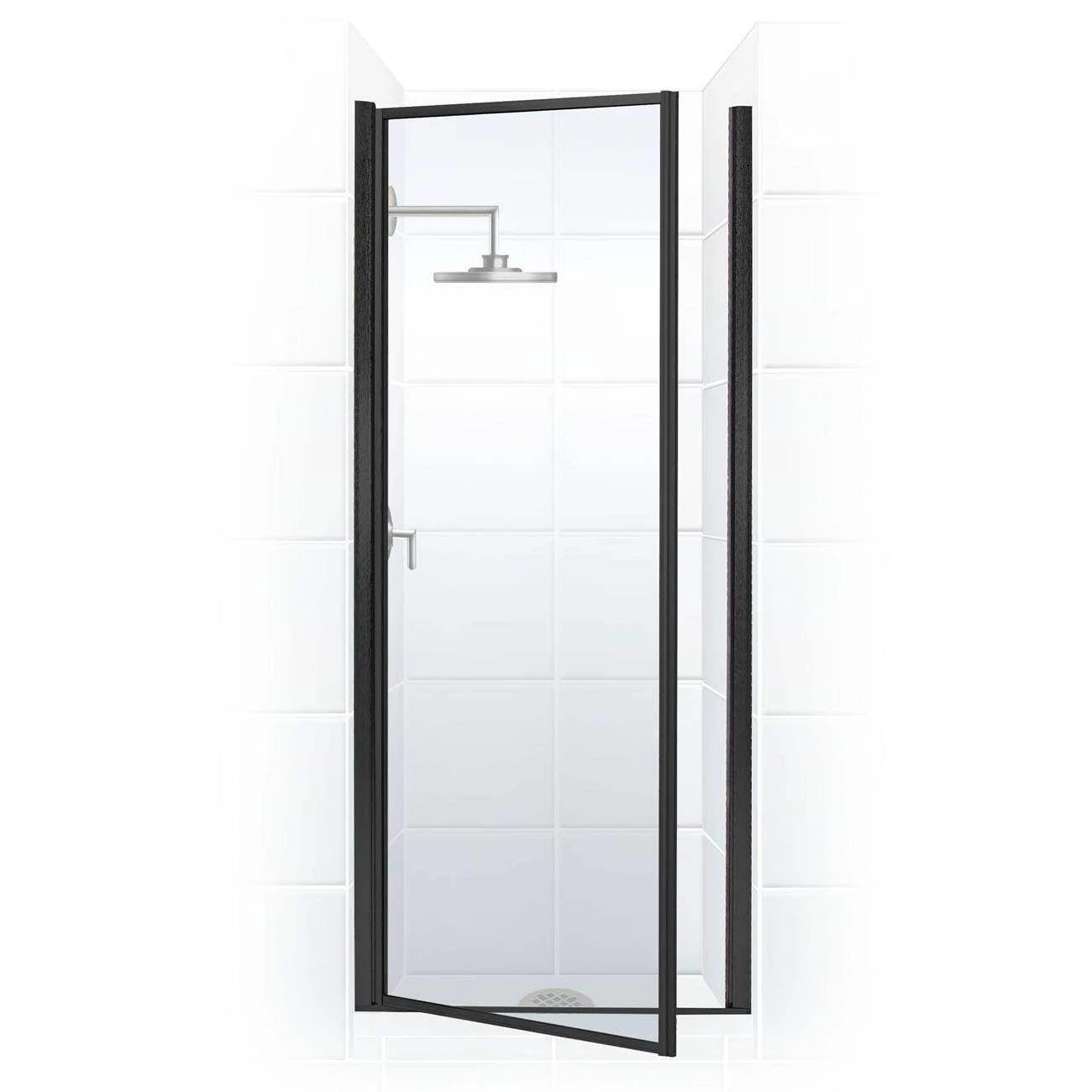 Legend 31-5/8 In. To 32-5/8 In. X 64 In. Framed Hinged Shower Door In Matte Black With Clear Glass - Image 2