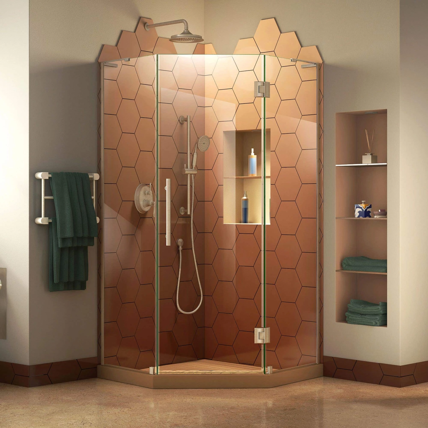 DreamLine Prism Plus 38 Inch X 72 Inch Frameless Neo-Angle Hinged Shower Enclosure - Image 5