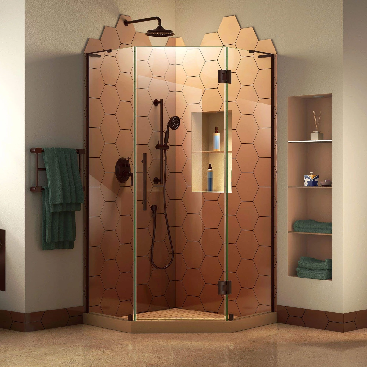 DreamLine Prism Plus 38 Inch X 72 Inch Frameless Neo-Angle Hinged Shower Enclosure