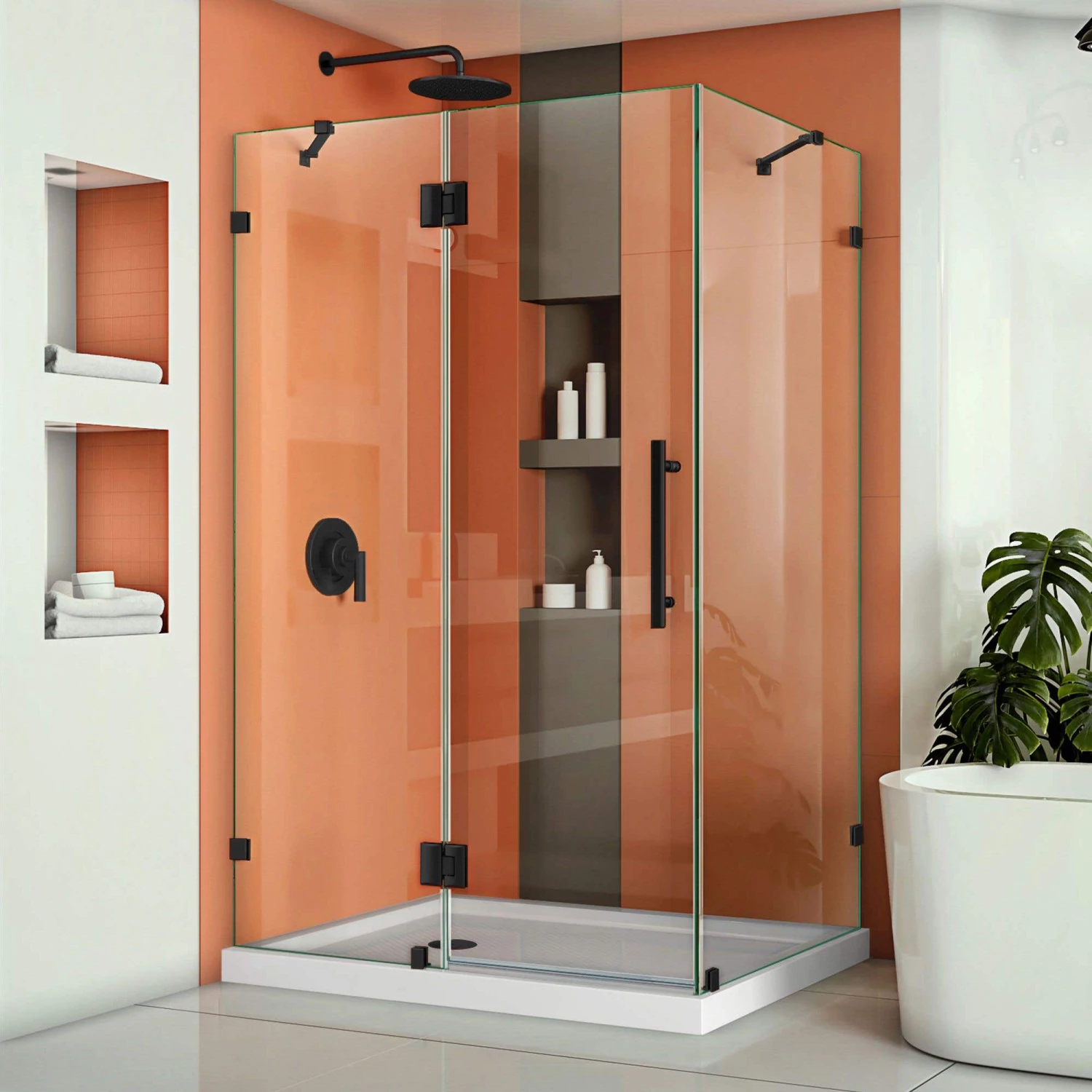 DreamLine Quatra Lux 34-1/4 Inch D X 46 3/8 Inch W X 72 Inch H Frameless Hinged Shower Enclosure - Image 6