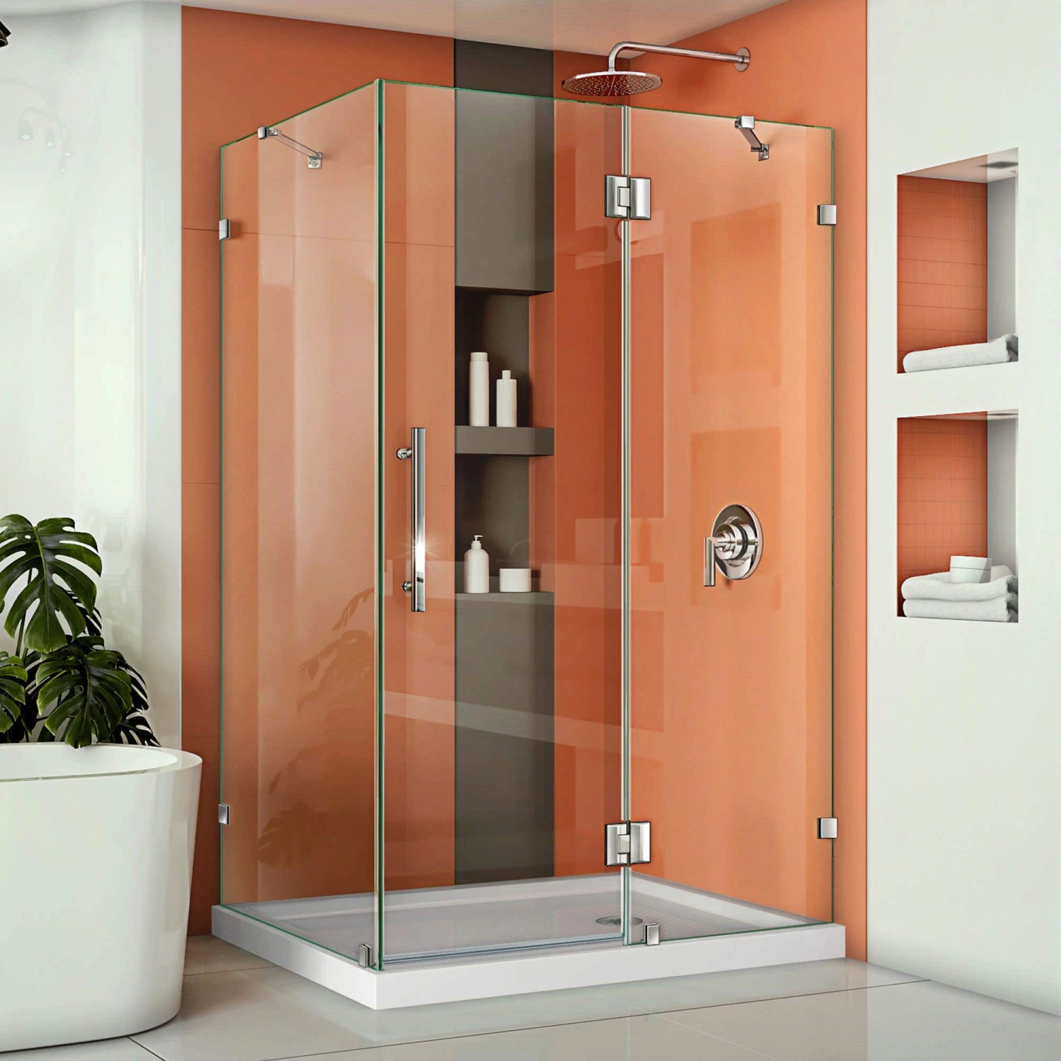 DreamLine Quatra Lux 34-1/4 Inch D X 46 3/8 Inch W X 72 Inch H Frameless Hinged Shower Enclosure - Image 4