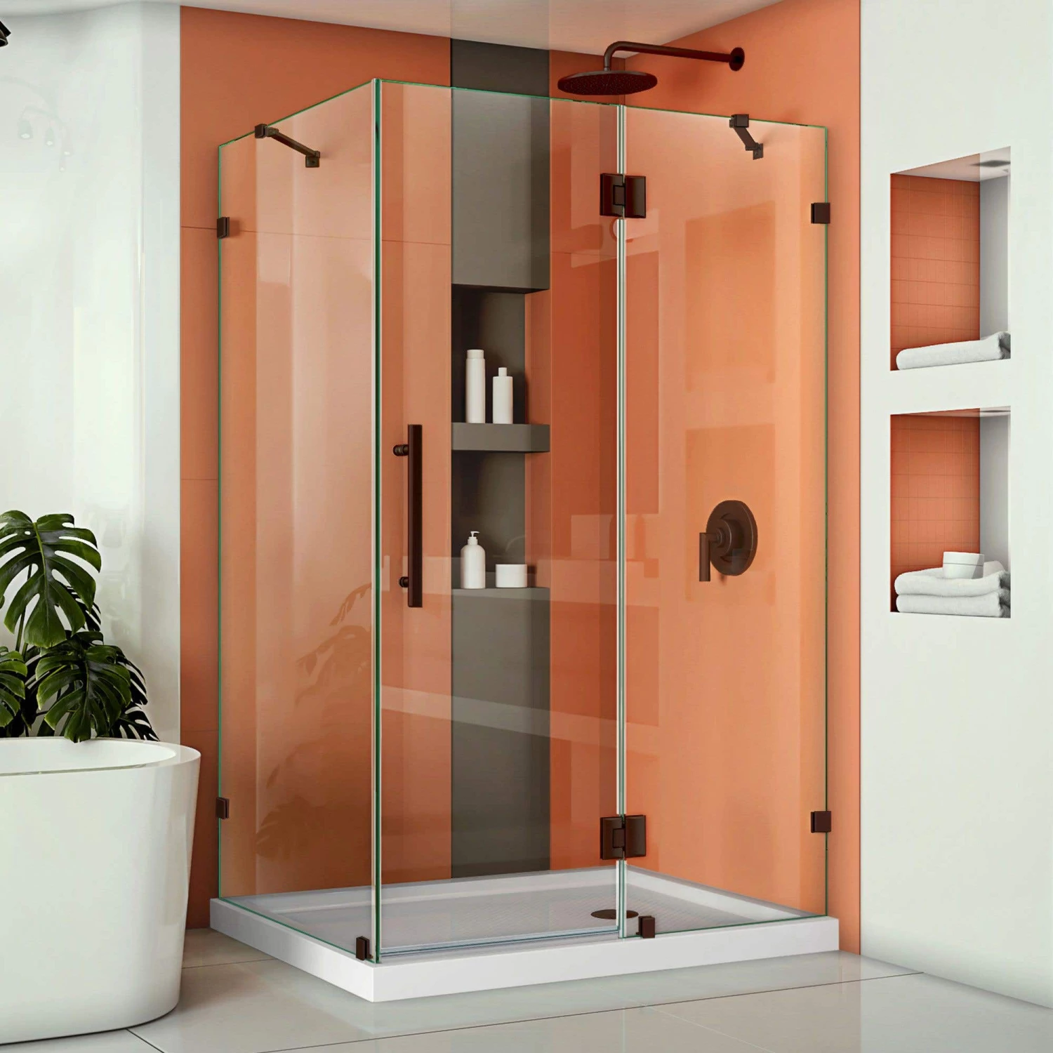 DreamLine Quatra Lux 34-1/4 Inch D X 46 3/8 Inch W X 72 Inch H Frameless Hinged Shower Enclosure - Image 5
