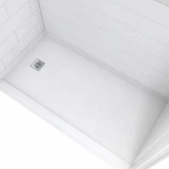 White Vida 60 X 32 Accessible Bathroom Shower Pan With Left Drain