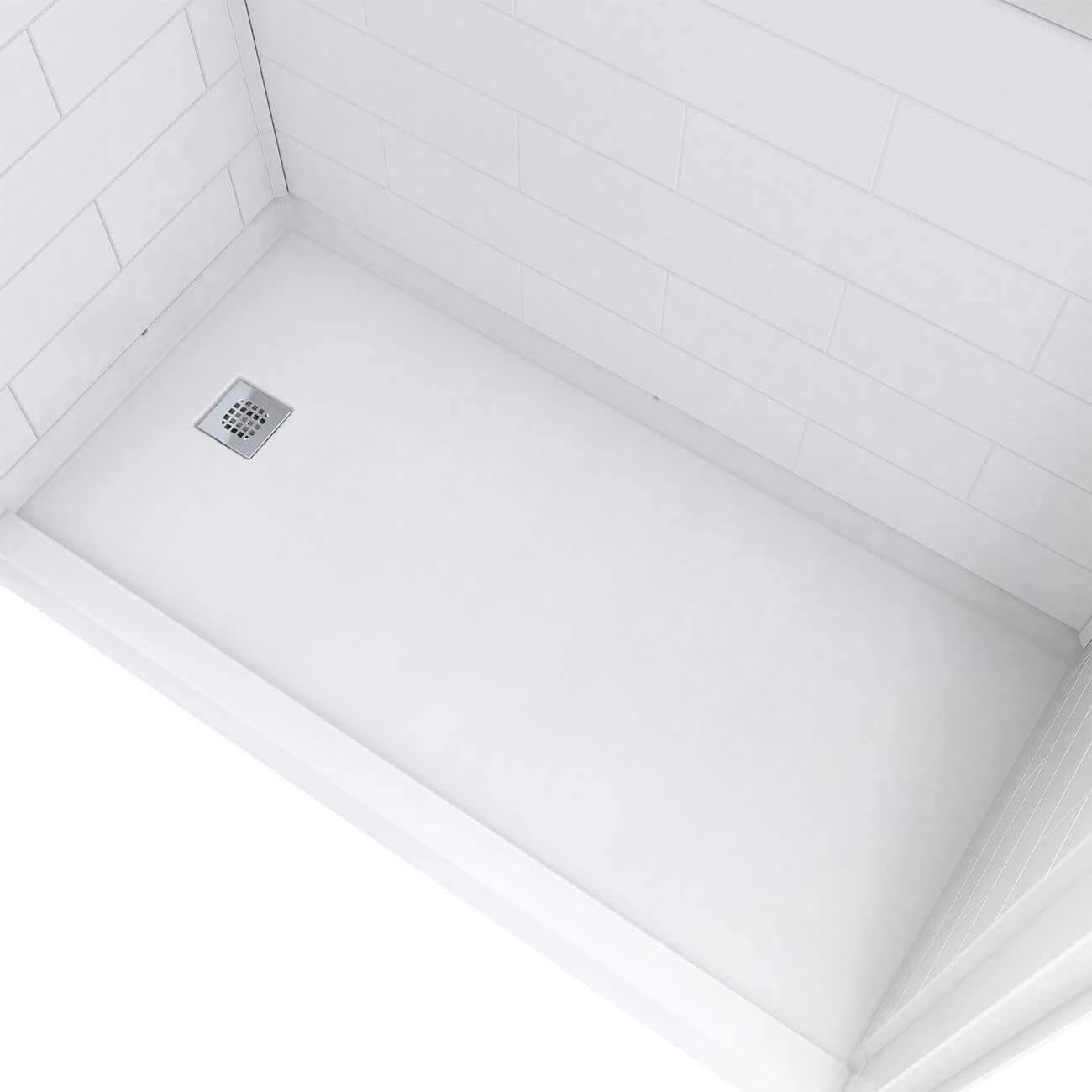 White Vida 60 X 32 Accessible Bathroom Shower Pan With Left Drain