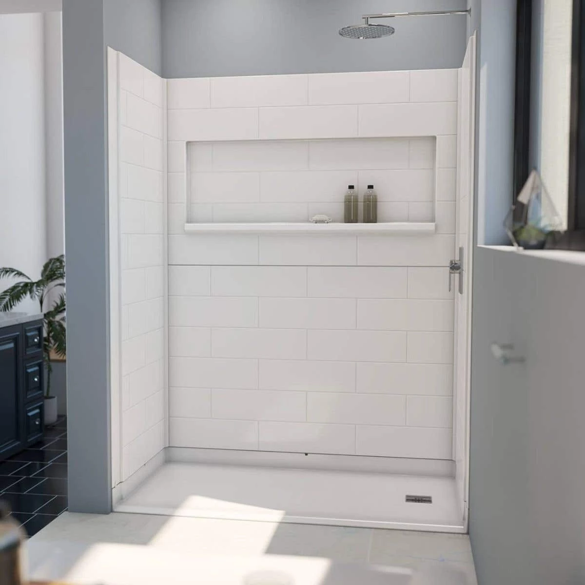 White Vida 60 X 32 Accessible Bathroom Shower Pan With Right Drain - Image 2