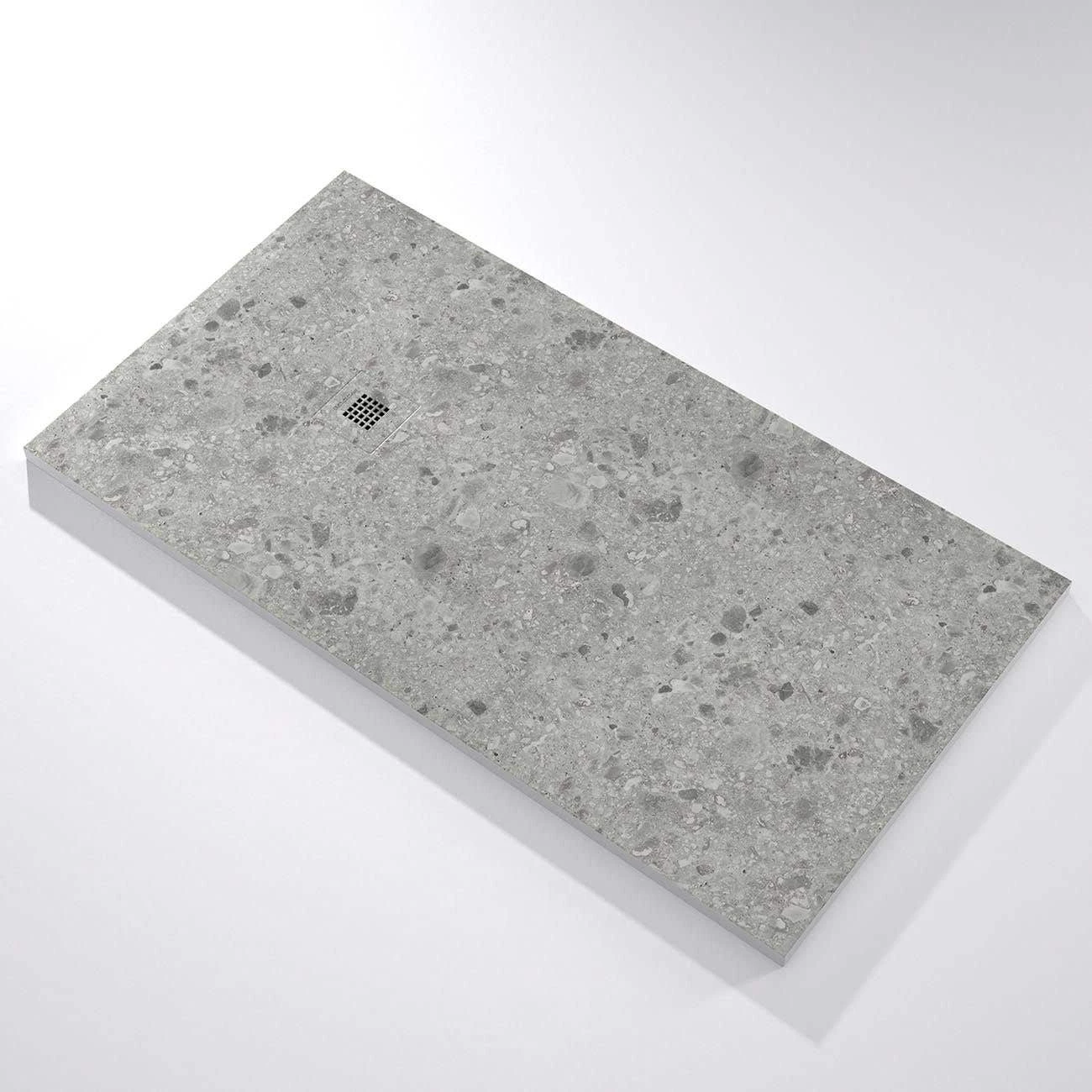 60 X 32 Stone Shower Base - Gray Terrazo - Image 2