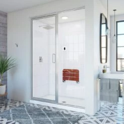 Steam Shower 36 Inch D X 60 Inch W X 87 Inch H With Traditional Subway Tile Framed Enclosure And Shower Base